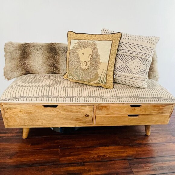 1 Tapestry Lion Golden Brown Throw Pillow by Riverdale 15 Inch Decorative Square - Picture 2 of 11